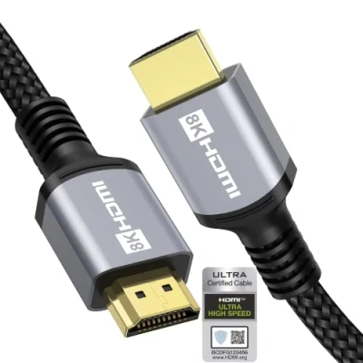 Afbeelding van Anhuicco HDMI kabel 2.1, 4 K, 8K, HDR gecertificeerd 5 m, 48 Gbps, 2 240 Hz, 120 144 8 10 60 ALLM Freesync RGB 4:4:4 ARC HDR10+ HDCP 2.3 VRR, Ondersteunt PS5 Xbox, Soundbar Real 8K Fire TV
