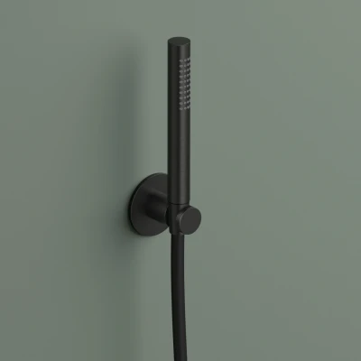 Afbeelding van Hotbath Handdouche met wandsteun en doucheslang 150cm Gepolijst Zwart PVD AC443PBP