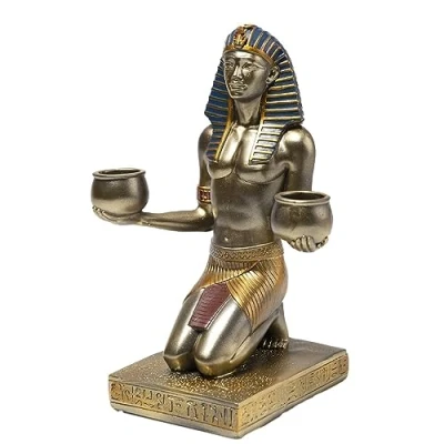 Afbeelding van Standbeeld farao offer, 19 cm Egyptische god figuur Egypte antieke decoratie Egyptisch voorwerp buste brons origineel cadeau idee deco interieurdecoratie