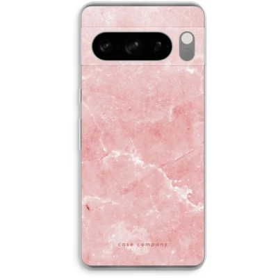Afbeelding van Case Company® hoesje geschikt voor Google Pixel 8 Pro Roze marmer Soft Cover Telefoonhoesje Bescherming aan alle Kanten en Schermrand