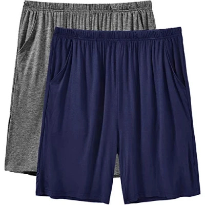 Afbeelding van MoFiz Pyjamabroek voor heren van zacht modal, Kort marineblauw/donkergrijs