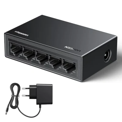 Afbeelding van UGREEN Ethernet switch met 5 poorten, RJ45, 1000 Mbps, hub, ethernet, netwerkschakelaar, plug en play, ideaal voor kantoor thuis, compatibel Windows MacOS Linux Android