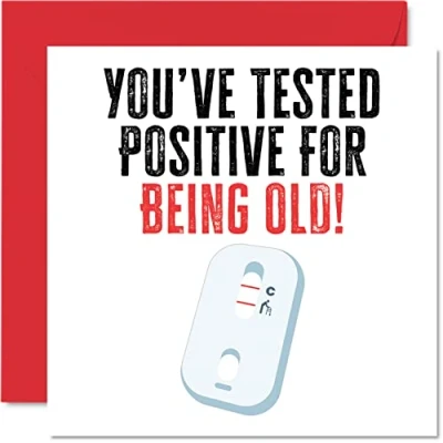 Afbeelding van Grappige verjaardagskaart voor mannen en vrouwen, met positieve for Being Old mama, papa, broer, zus, zoon, dochter, opa, 145 mm x