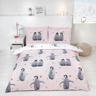 Afbeelding van Pinguin 1 persoons dekbedovertrek roze Pinguins dekbed 140 x 200 centimeter