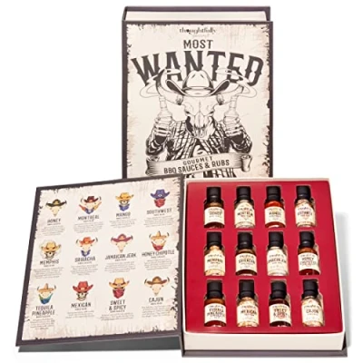 Image de Thoughtfully Gourmet Lot de 12 sauces et rubs pour barbecue, comprend 6 marinades sèches (rubs) coffret cadeau