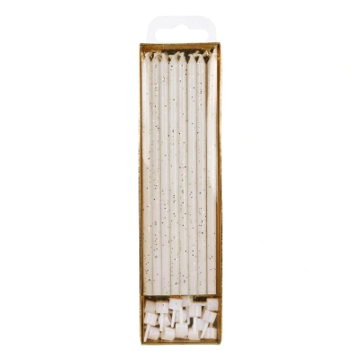 Afbeelding van PME Taartkaarsjes Glitter Wit Extra Lang (18cm) Set/16