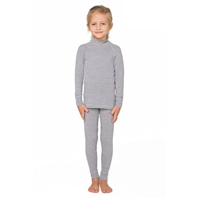 Afbeelding van meteor Thermo ondergoed voor kinderen, 2 delige set skiondergoed met T shirt lange mouwen en onderbroek, jongens meisjes (104 110 cm, grijs)