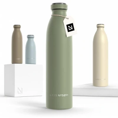 Afbeelding van LARS NYSØM &#039;Ren&#039; Roestvrijstalen drinkfles 750ml BPA vrije geïsoleerde waterfles 0,75 Liter Sage