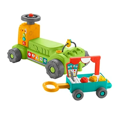Afbeelding van Fisher Price Speelgoedset voor lachen en ontwaken, mijn 4 in 1 boerderijtractor met trekhanger, speelmodi, 3 niveaus, meertalige versie, babyspeelgoed, 9 maanden tot jaar