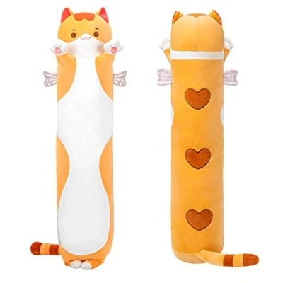Afbeelding van Mewaii Kawaii Pluche kussen, 130 cm, lang kussen voor kinderen, dieren, pop, speelgoed, schattig, pluizig, comfort