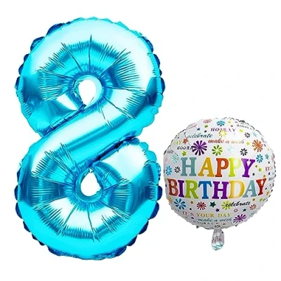 Afbeelding van XXL reuzenballon voor 8e verjaardag, 101 cm + 45 5 m decoratief lint, geschikt helium, herbruikbaar, verjaardagsdecoratie jongens en meisjes, ballon nummer 8