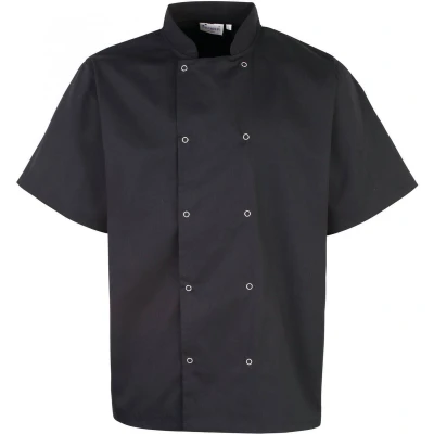Afbeelding van Premier Studded Front Short Sleeve Chef&#039;s Jacket PR664 Black