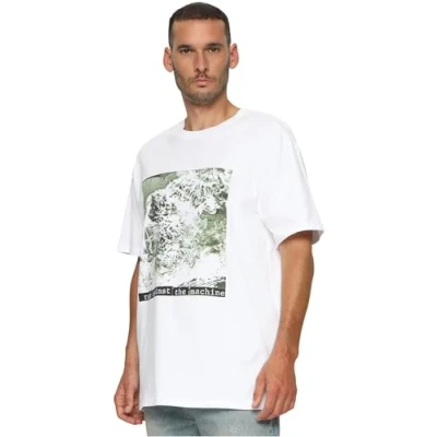Afbeelding van Upscale by Mister Tee RAGE Against THE Machine Oversize Tshirt print, Heren, Maat: Large, White