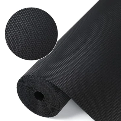 Afbeelding van Shelf Liner Keukenladematten, niet klevende EVA koelkastbekledingen met waterdichte, duurzame koelkasttafel, placemats voor kast, ladebekleding (zwart, 60 cm x 1000 cm)