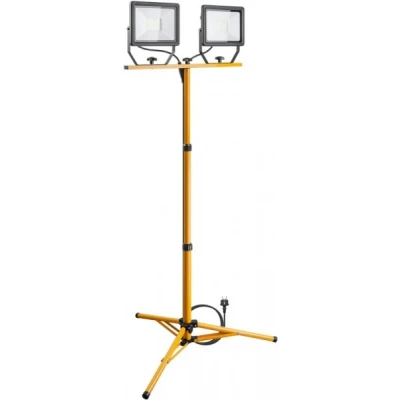 Afbeelding van Goobay LED bouwspot met telescopisch statief, 2x 50 W totaal 8500 lm en koud wit licht (6500 K), geschikt voor binnen buiten (IP65)