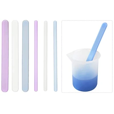 Afbeelding van iSuperb 6 stuks siliconen stir bar platte stirring stokken voor hars maken stick verf vloeibare epoxy lijm mixing doe het zelf (6 stokjes)