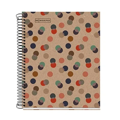 Image de Miquelrius Cahier A5, quadrillé 5 x mm, papier 100% recyclé de 80 g/m², avec feuilles unies, spirale quadrillée, Eco Confetti