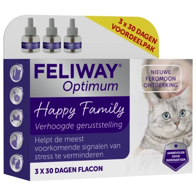 Afbeelding van Feliway Optimum Navulling 3 Pack Anti stressmiddel 48 ml