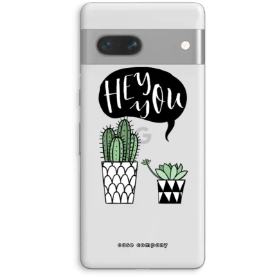 Afbeelding van Case Company® hoesje geschikt voor Google Pixel 7 Hey you cactus Soft Cover Telefoonhoesje Bescherming aan alle Kanten en Schermrand