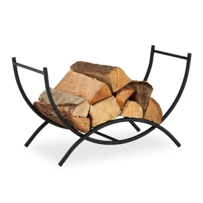 Afbeelding van houtmand haardhout binnen 38 x 67 32,5 cm metaal open haard
