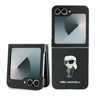 Afbeelding van Karl Lagerfeld KLHCZF6SAPKINPK Z Flip6 F741zwart/zwart Saffiano Monogram Ikonik Pin