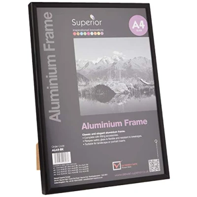 Afbeelding van Seco fotolijst A4 zwart geborsteld aluminium 11mm frame SE ALA4 BK