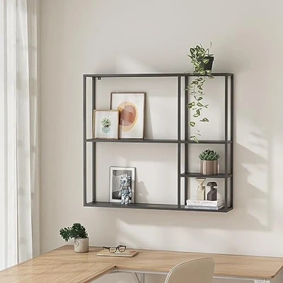 Afbeelding van Wandplank Jämijärvi staal 90x100x18 cm zwart