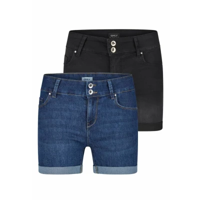 Afbeelding van Only Dames Short Broeken ONLCarmen 2er Pack skinny Fit Blauw Volwassenen