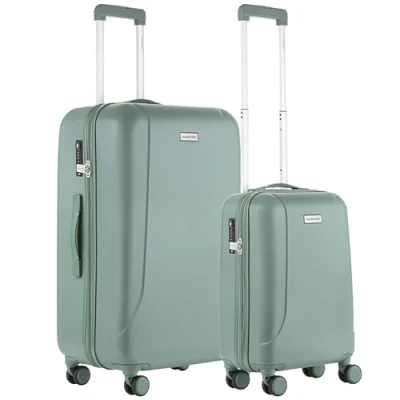 Afbeelding van CarryOn Skyhopper Kofferset TSA Handbagage + Reiskoffer 78cm Dubbele wielen Olijf