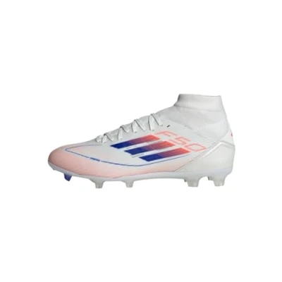 Afbeelding van adidas Performance F50 League MID FG/MG Voetbalschoenen met kunststof noppen, Dames, Maat: 38 2/3, Footwear white/lucid blue/solar red