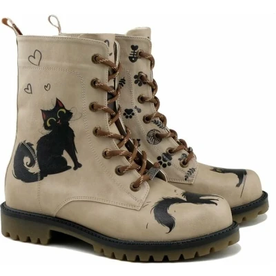 Afbeelding van GOBY Black Cat Enkellaarsjes Damesboots Laarzen Hoge kwaliteit Handmade Maat 37