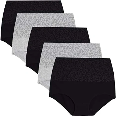 Afbeelding van YaShaer Katoenen damesslips met hoge taille, 5 pakken jacquard.
