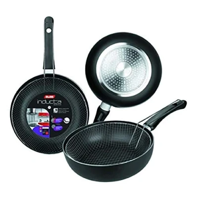 Afbeelding van IBILI Braadpan met mand Inducta, 24 cm, aluminium, antiaanbaklaag, geschikt voor inductie