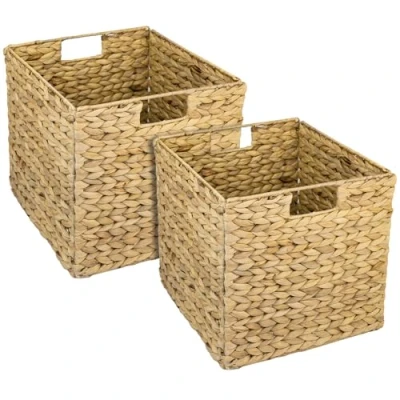 Afbeelding van HMF Set van 2 opbergmanden, gevlochten, waterhyacint zeegras, geschikt voor Kallax, 32 x 34,5 cm