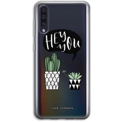 Afbeelding van Case Company® hoesje geschikt voor Samsung Galaxy A50 Hey you cactus Soft Cover Telefoonhoesje Bescherming aan alle Kanten en Schermrand