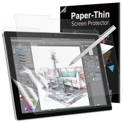 Afbeelding van MoKo 2 stuks displaybeschermfolie voor Microsoft Surface Pro 7 Plus/Pro 7/Pro 6/Pro 5/Pro 4/LTE tablet, beschermfolie schrijven, tekenen en schetsen zoals op papier, transparant