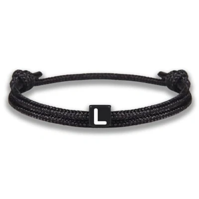 Afbeelding van GD GOOD.designs EST. 2015 touw armband met letters, zwarte vriendschapsarmband, verstelbaar, 0 24 cm, perfect cadeau voor koppels, Polyester