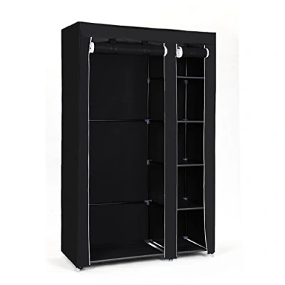 Afbeelding van Songmics LSF007 Opvouwbare stoffen kast met kledingstang 110 x 175 45 cm, zwart