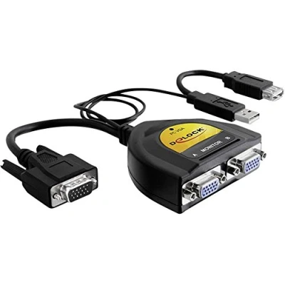 Afbeelding van DeLOCK premium VGA splitter 1 naar 2 actief met USB voeding / zwart