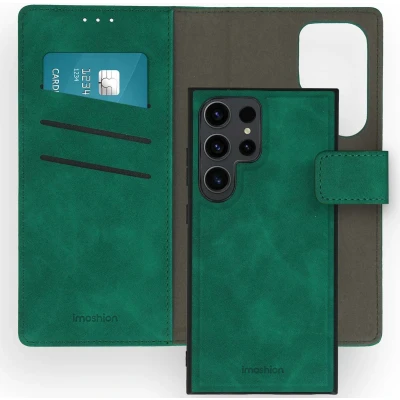 Afbeelding van iMoshion Hoesje Geschikt voor Samsung Galaxy S24 Ultra Met Pasjeshouder Uitneembare 2 in 1 Luxe Bookcase Donkergroen