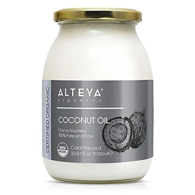 Afbeelding van Alteya Biologische extra vierge kokosolie 1000 ml 100% USDA gecertificeerd biologisch puur natuurlijk (kokosnoot)