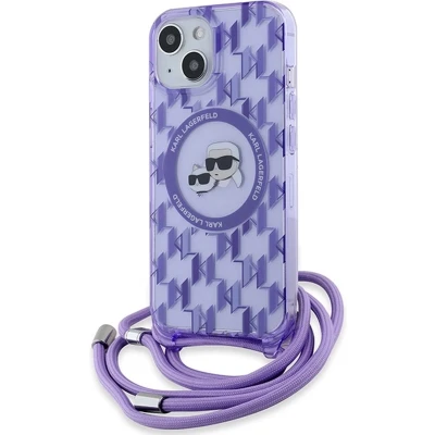 Afbeelding van Karl Lagerfeld IML Crossbody Monogram &amp; Choupette Head MagSafe hoesje voor iPhone 15 / 14 13 paars