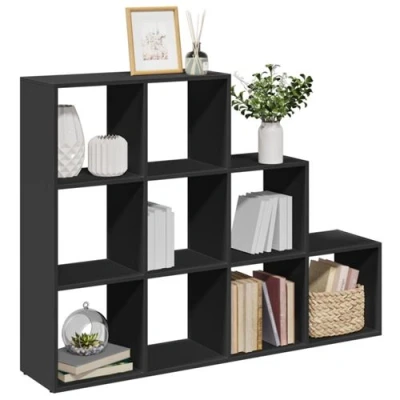 Image de vidaXL Étagère séparatrice de pièce 3 niveaux noir 137,5x29x103,5 cm857977