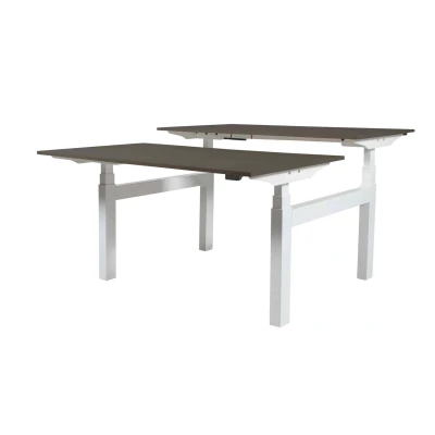 Afbeelding van Lectro Duo Plus werkplekken, zit sta (64 130cm) hoogte verstelbaar dmv 2 elektromotoren per wp met 180x80cm robson eiken 25mm bladen en wit (RAL9010)