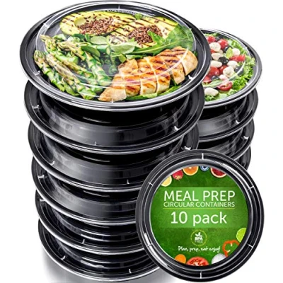 Afbeelding van Prep Naturals Maaltijdbereidingscontainers herbruikbare kunststof containers met deksel voedselopslagschalen lunchboxen 10 stuks