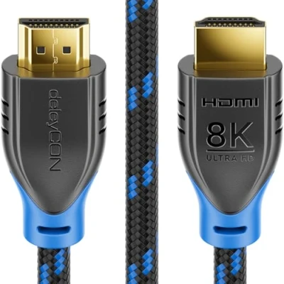 Afbeelding van deleyCON 1m 8K HDMI 2.1 Kabel 48G Nylon 8K@60Hz / 4K@120Hz 1080P@240Hz 7680x4320p Dolby DTS HDR eARC CEC UHD 2 Ethernet Zwart