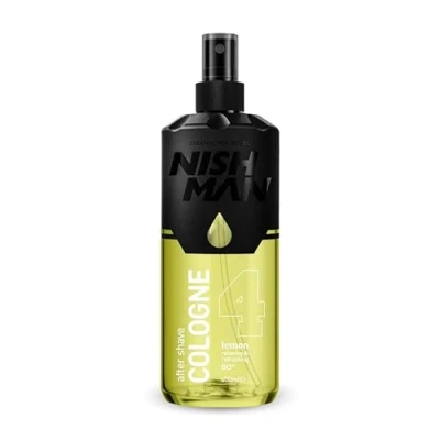 Image de NISHMAN Aftershave Cologne 04 Lemon 400ml Lotion Après Rasage Rafraîchissante pour Hommes Parfum de Citron Traditionnel, Eucalyptus, Rose, Musc Homme