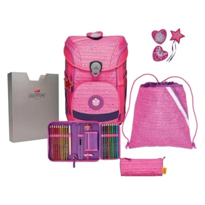 Afbeelding van DerDieDas Schooltas ErgoFlex Easy Schulranzenset 5 delig Pretty Unicorn Roze