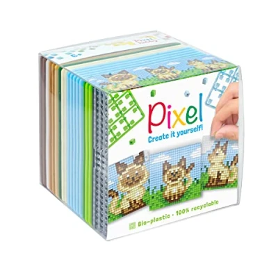 Afbeelding van Pixelhobby Pixel Create it yourself kubus setje poezen