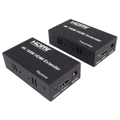 Afbeelding van PremiumCord 4K HDMI extender op 100 m via Cat5e/Cat6 kabel, metalen behuizing, LED status, compatibel met UHD video, Full HD 1080p 60Hz, HDCP, zwart